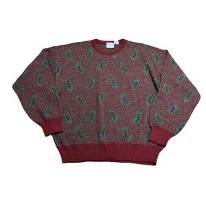 GIORGIO DI FIRENZE PAISLEY SWEATER L ITALY 90S Y2K BURGUNDY GUC